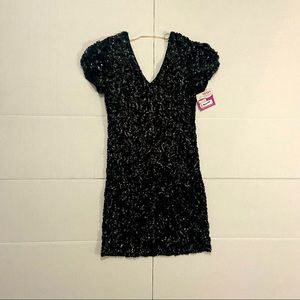 NWT - Bodycon Black Mini Sequin Dress